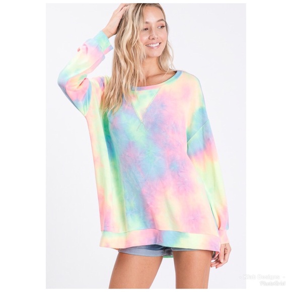 🛍LAST 2! Pastel French Terry Tie Dye Sweatshirt - Picture 4 of 8